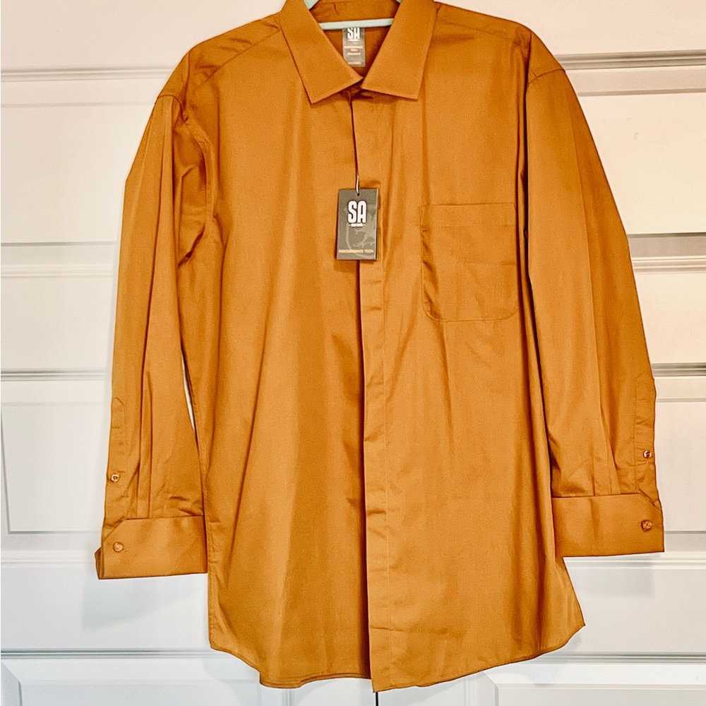 Stacy Adams rustic burt orange mens dress shirt. Comfortable soft touch.